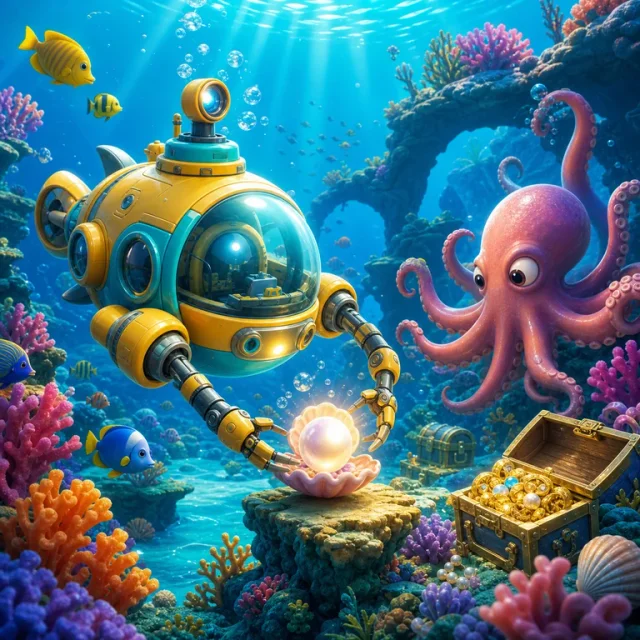 Abyss Submarine 3D gameplay scene from the authorized PIXORA artwork.
