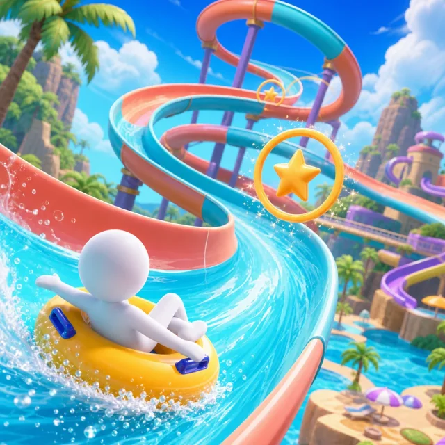 Aqua Slide 3D gameplay scene from the authorized PIXORA artwork.