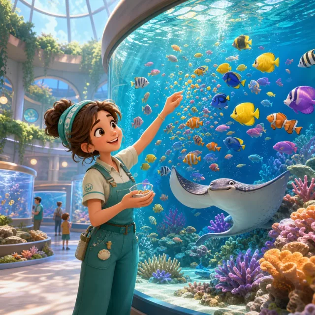 Aquarium Keeper 3D gameplay scene from the authorized PIXORA artwork.