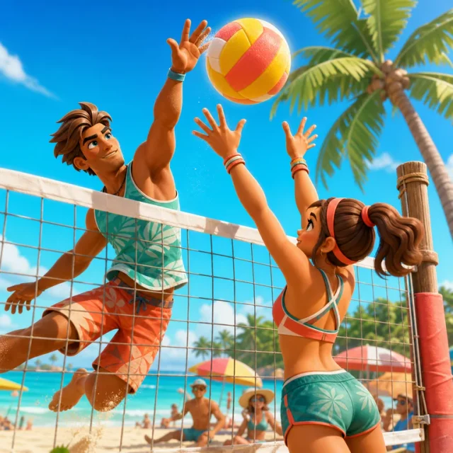 Beach Volleyball 3D gameplay scene from the authorized PIXORA artwork.