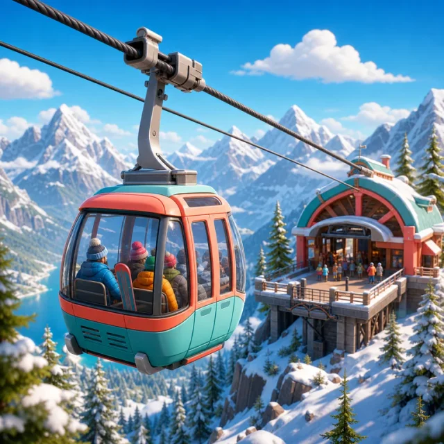 Mountain Cable Car 3D gameplay scene from the authorized PIXORA artwork.