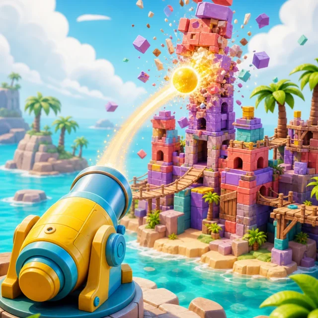 Cannon Smash 3D gameplay scene from the authorized PIXORA artwork.