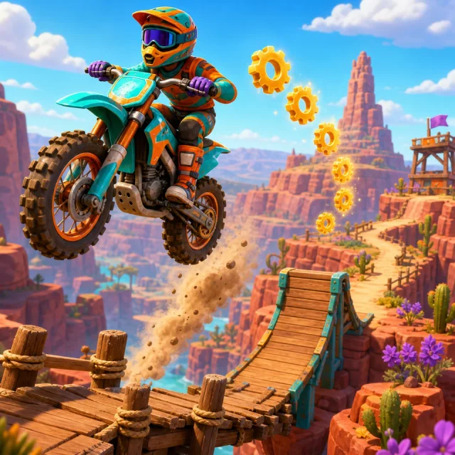 Canyon Moto 3D gameplay scene from the authorized PIXORA artwork.