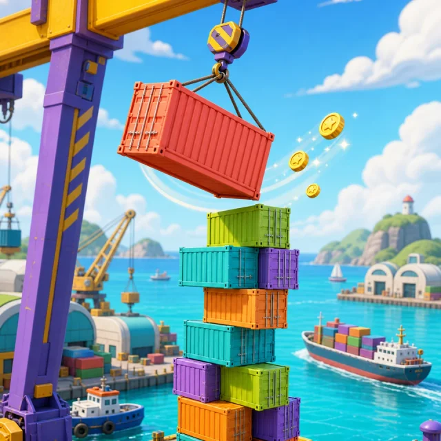 Cargo Crane 3D gameplay scene from the authorized PIXORA artwork.