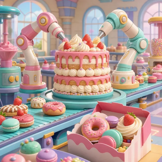 Dessert Factory 3D gameplay scene from the authorized PIXORA artwork.