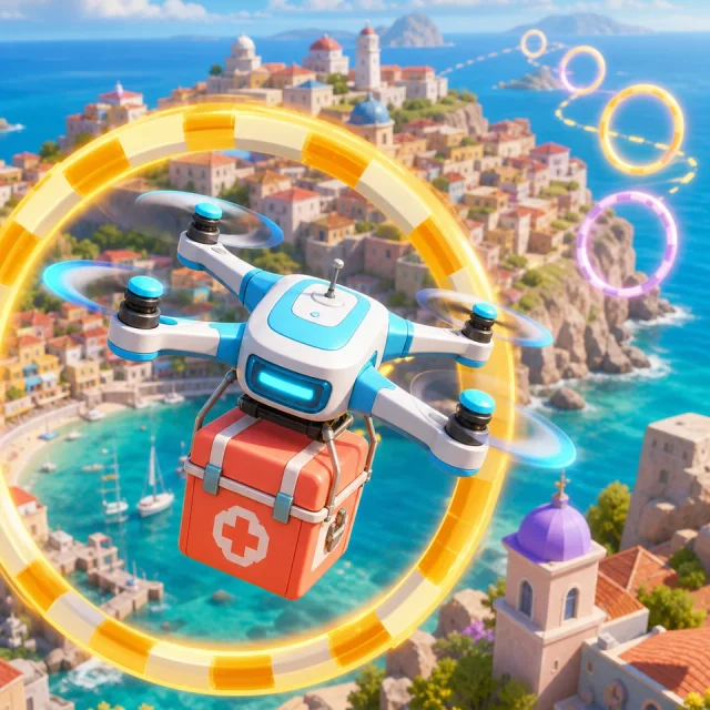 Drone Rescue 3D gameplay scene from the authorized PIXORA artwork.