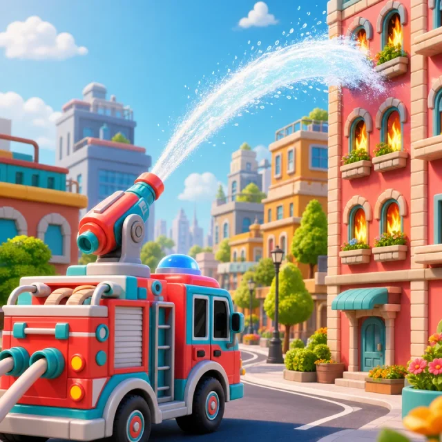 Firefighter Rescue 3D gameplay scene from the authorized PIXORA artwork.