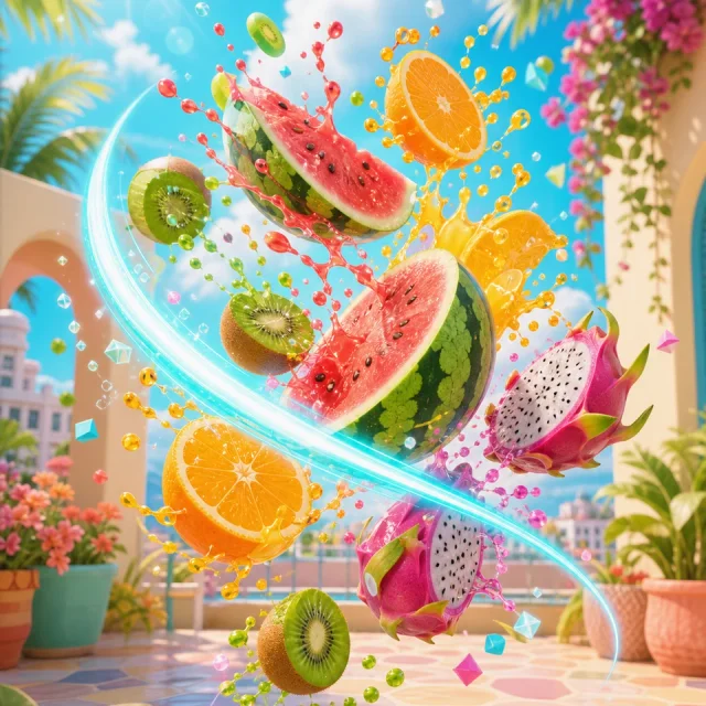 Fruit Slice 3D gameplay scene from the authorized PIXORA artwork.