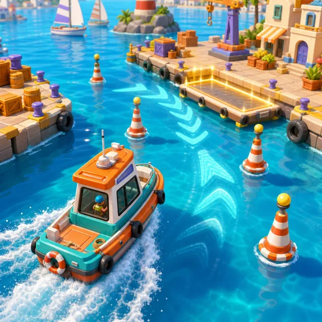 Harbor Pilot 3D gameplay scene from the authorized PIXORA artwork.