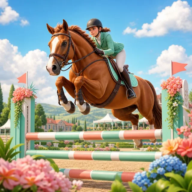 Show Jumping 3D gameplay scene from the authorized PIXORA artwork.