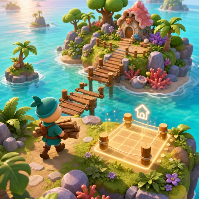 Island Builder 3D gameplay scene from the authorized PIXORA artwork.