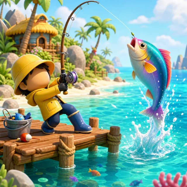 Island Fishing 3D gameplay scene from the authorized PIXORA artwork.
