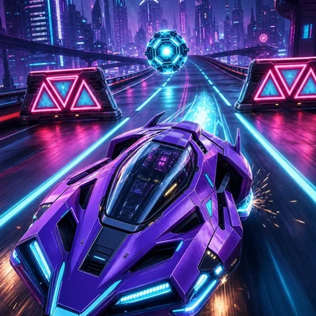 Neon Rush 3D gameplay scene from the authorized PIXORA artwork.