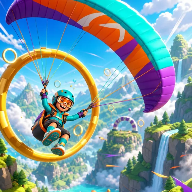 Paraglider Rush 3D gameplay scene from the authorized PIXORA artwork.