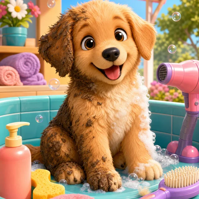 Puppy Salon 3D gameplay scene from the authorized PIXORA artwork.