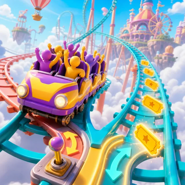 Sky Coaster 3D gameplay scene from the authorized PIXORA artwork.