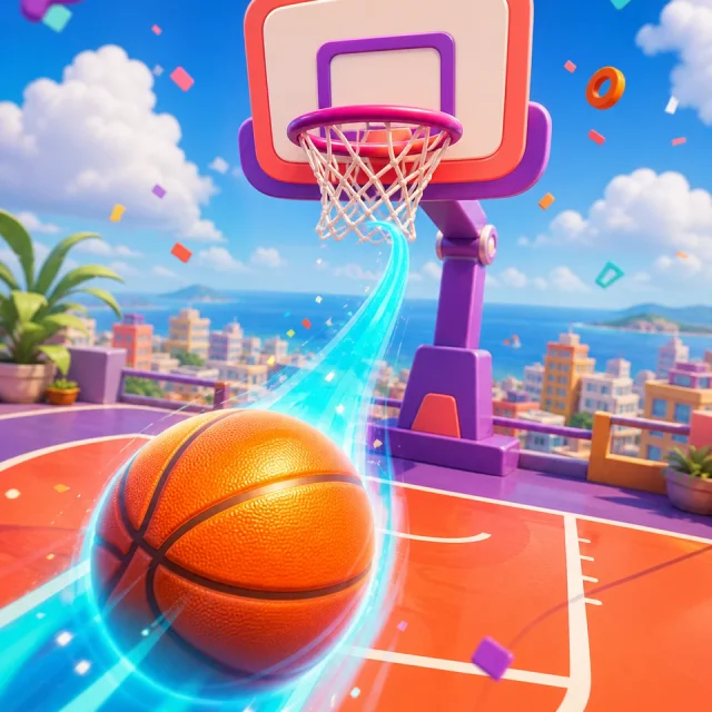 Sky Dunk 3D gameplay scene from the authorized PIXORA artwork.