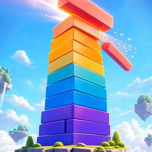 A colourful three-dimensional tower rising through clouds beneath an altitude instrument.