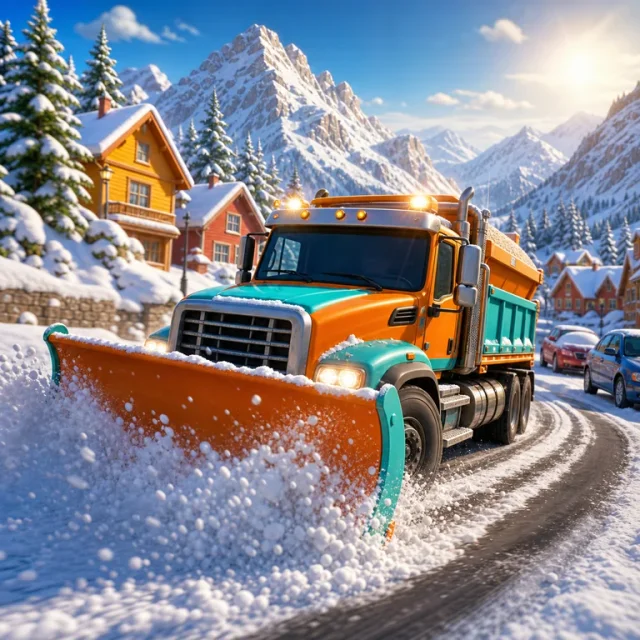 Snow Plow 3D gameplay scene from the authorized PIXORA artwork.