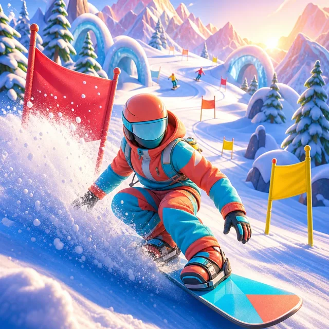 Snowboard Rush 3D gameplay scene from the authorized PIXORA artwork.