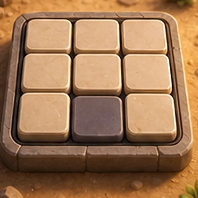 Number tiles arranged around one empty square in a sliding puzzle.
