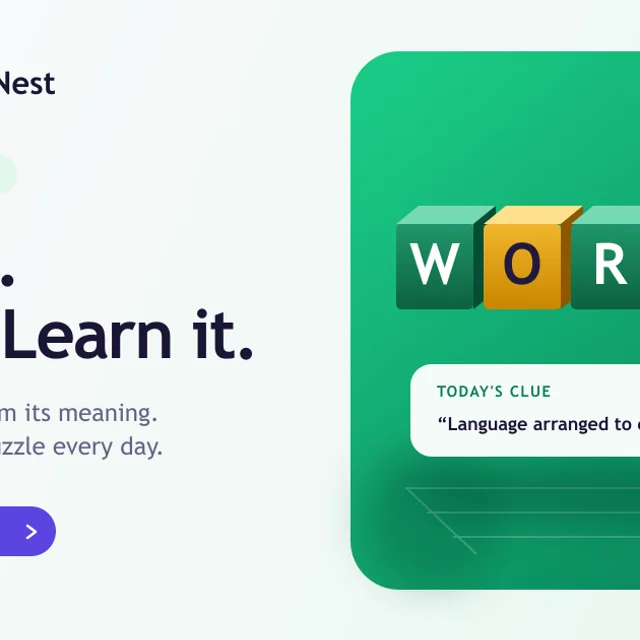 A five-letter vocabulary grid beside a definition clue.
